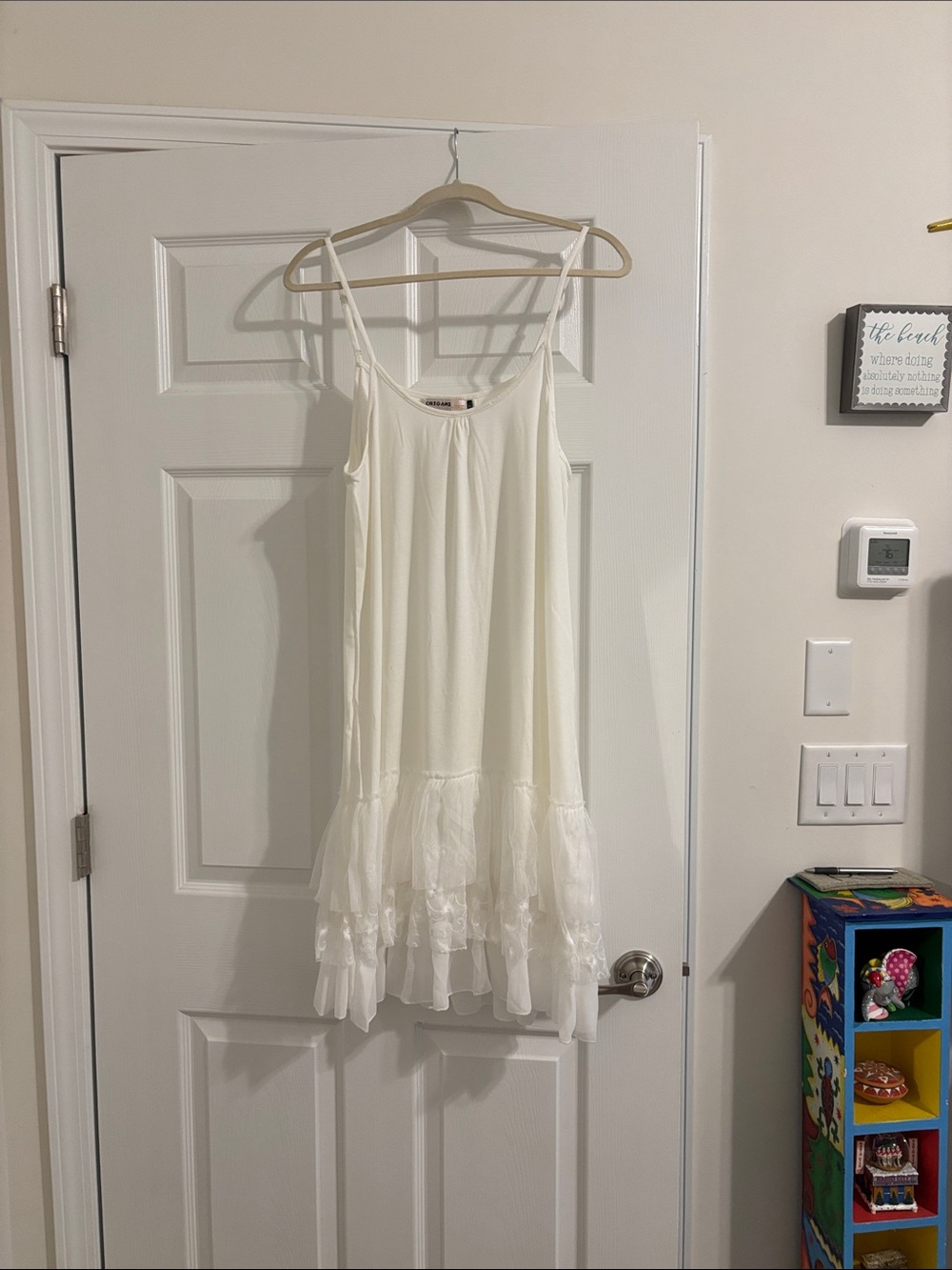 White Ruffle Hem Slip Dress
